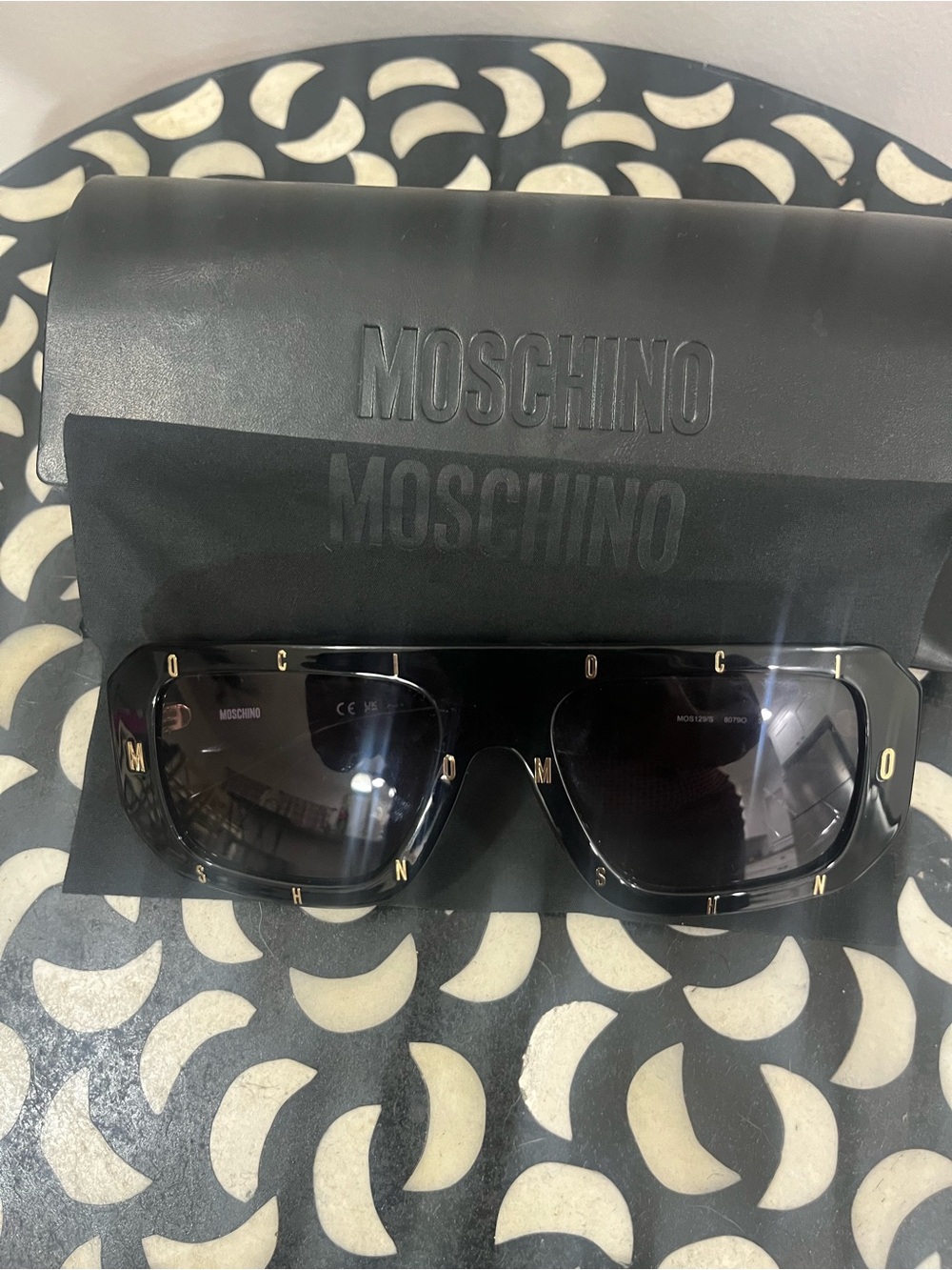 Moschino Black Sunglasses with Gold Lettering